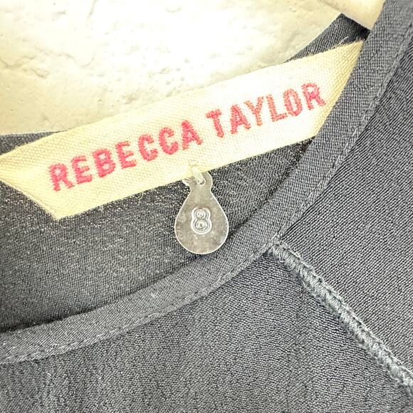Rebecca Taylor Womens Blouse Top Size 8 Fowy Career Office Minimal Black - Picture 2 of 6